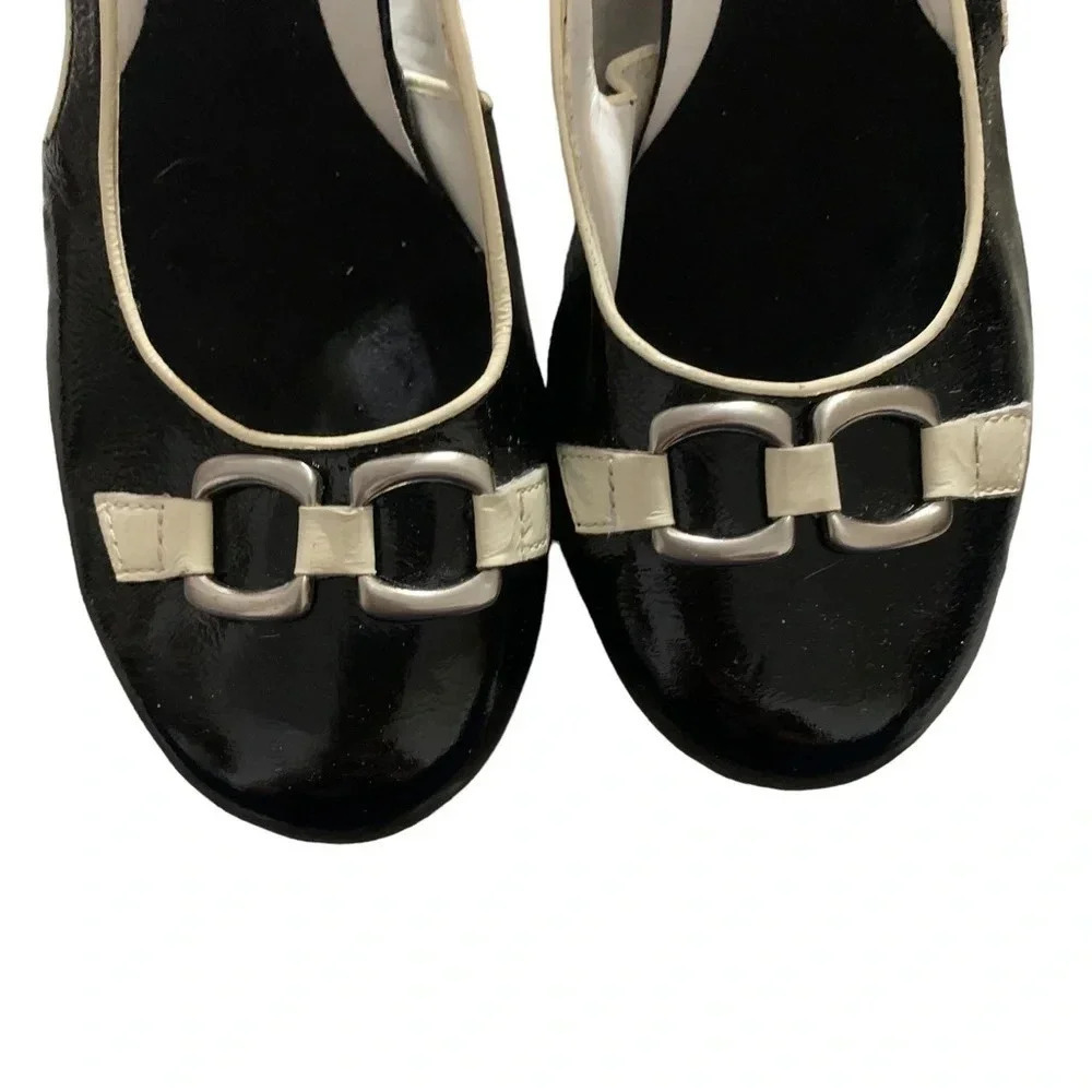 AEROSOLES women's black and cream heels size 7 1/2 - Picture 2 of 6